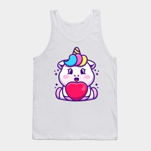 Cute baby unicorn cartoon with love Tank Top